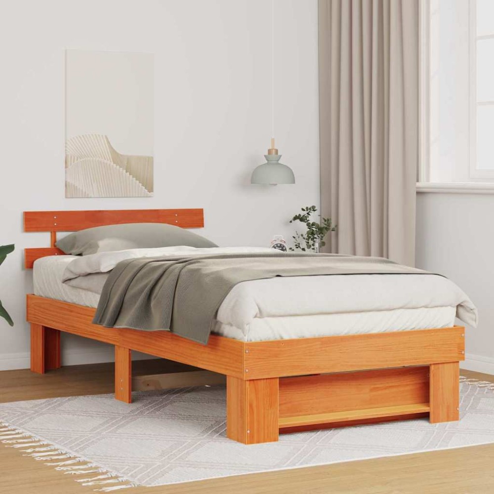 vidaXL Cadru de pat Maro ceruit 90 x 190 cm Lemn masiv de pin