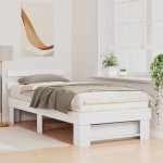 vidaXL Cadru de pat cu headboard Alb 75 x 190 cm Lemn masiv de pin vidaXL Cadru de pat cu headboard Alb 75 x 190 cm Lemn masiv de pin