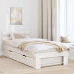 vidaXL Cadru de pat cu headboard Alb 100 x 200 cm Lemn de pin masiv