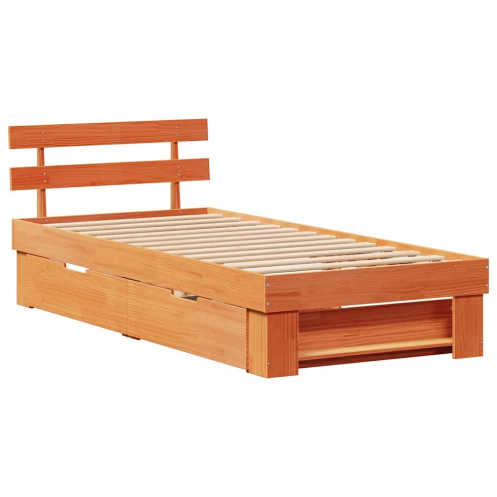 vidaXL Cadru de pat Maro ceruit 100 x 200 cm Lemn masiv de pin
