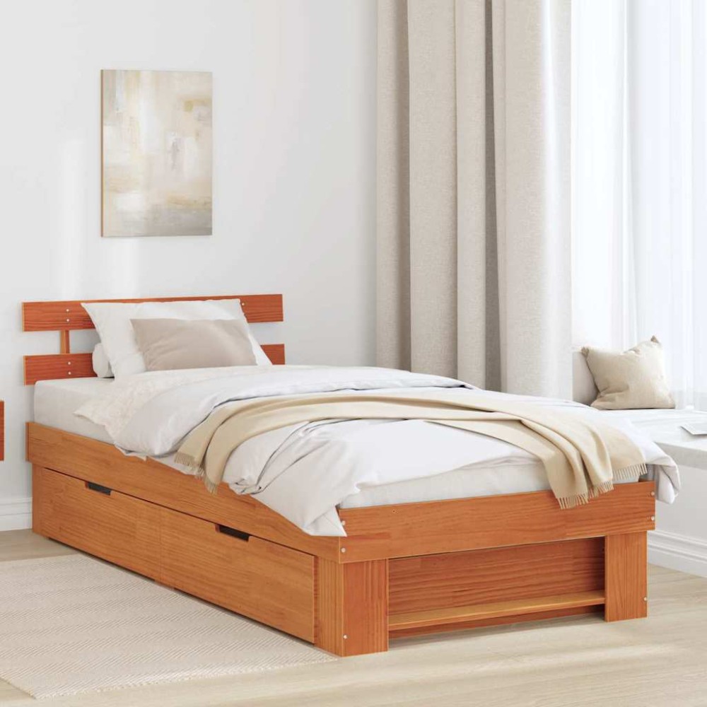 vidaXL Cadru de pat Maro ceruit 80 x 200 cm Lemn masiv de pin