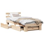 vidaXL Cadru de pat cu headboard Maro 75 x 190 cm Lemn masiv de pin