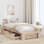 vidaXL Cadru de pat cu headboard Maro 75 x 190 cm Lemn masiv de pin