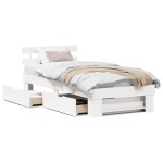vidaXL Cadru de pat cu headboard Alb 75 x 190 cm Lemn de pin masiv