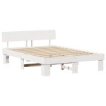 vidaXL Cadru de pat cu headboard Alb 160 x 200 cm Lemn masiv de pin vidaXL Cadru de pat cu headboard Alb 160 x 200 cm Lemn masiv de pin