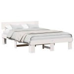 vidaXL Cadru de pat cu headboard Alb 160 x 200 cm Lemn masiv de pin vidaXL Cadru de pat cu headboard Alb 160 x 200 cm Lemn masiv de pin
