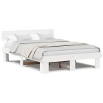 vidaXL Cadru de pat cu headboard Alb 160 x 200 cm Lemn masiv de pin vidaXL Cadru de pat cu headboard Alb 160 x 200 cm Lemn masiv de pin