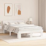 vidaXL Cadru de pat cu headboard Alb 160 x 200 cm Lemn masiv de pin vidaXL Cadru de pat cu headboard Alb 160 x 200 cm Lemn masiv de pin