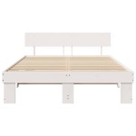 vidaXL Cadru de pat cu headboard Alb 160 x 200 cm Lemn masiv de pin vidaXL Cadru de pat cu headboard Alb 160 x 200 cm Lemn masiv de pin