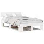 vidaXL Cadru de pat cu headboard Alb 135 x 190 cm Lemn masiv de pin vidaXL Cadru de pat cu headboard Alb 135 x 190 cm Lemn masiv de pin