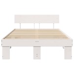 vidaXL Cadru de pat cu headboard Alb 120 x 190 cm Lemn de pin masiv