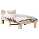 vidaXL Cadru de pat cu headboard natural 90 x 200 cm Lemn de pin masiv