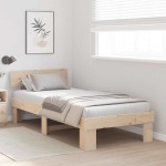 vidaXL Cadru de pat cu headboard natural 90 x 190 cm Lemn de pin masiv