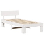 vidaXL Cadru de pat cu headboard Alb 90 x 190 cm Lemn masiv de pin vidaXL Cadru de pat cu headboard Alb 90 x 190 cm Lemn masiv de pin