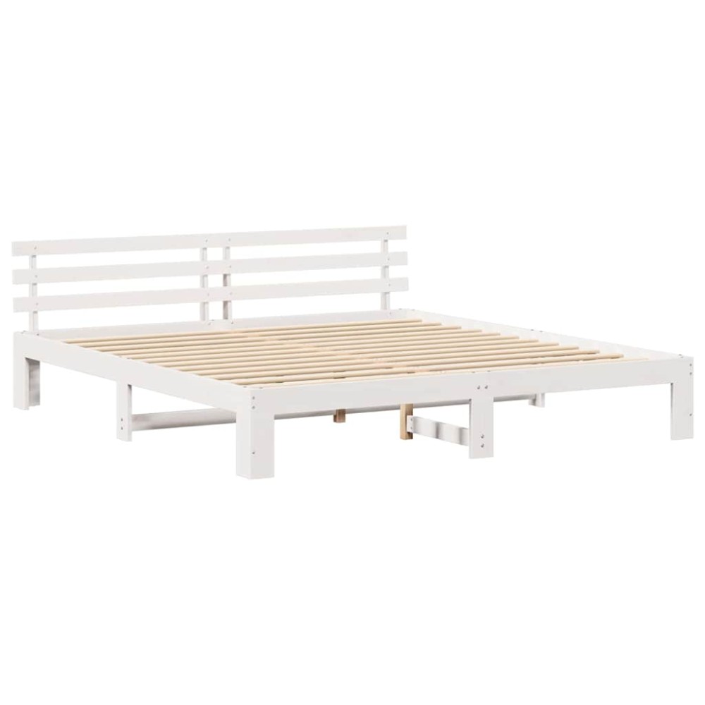 vidaXL Cadru de pat cu headboard Alb 180 x 200 cm Lemn masiv de pin