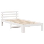 vidaXL Cadru de pat cu headboard Alb 75 x 190 cm Lemn masiv de pin vidaXL Cadru de pat cu headboard Alb 75 x 190 cm Lemn masiv de pin
