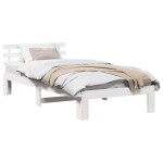 vidaXL Cadru de pat cu headboard Alb 75 x 190 cm Lemn masiv de pin vidaXL Cadru de pat cu headboard Alb 75 x 190 cm Lemn masiv de pin