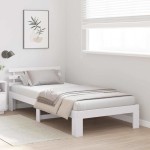 vidaXL Cadru de pat cu headboard Alb 75 x 190 cm Lemn masiv de pin vidaXL Cadru de pat cu headboard Alb 75 x 190 cm Lemn masiv de pin