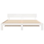 vidaXL Cadru de pat cu headboard Alb 200 x 200 cm Lemn de pin masiv