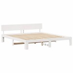 vidaXL Cadru de pat cu headboard Alb 180 x 200 cm Lemn de pin masiv