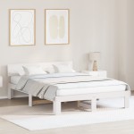 vidaXL Cadru de pat cu headboard Alb 160 x 200 cm Lemn masiv de pin vidaXL Cadru de pat cu headboard Alb 160 x 200 cm Lemn masiv de pin
