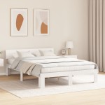 vidaXL Cadru de pat cu headboard Alb 160 x 200 cm Lemn masiv de pin vidaXL Cadru de pat cu headboard Alb 160 x 200 cm Lemn masiv de pin
