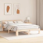 vidaXL Cadru de pat cu headboard Maro 140 x 200 cm Lemn masiv de pin vidaXL Cadru de pat cu headboard Maro 140 x 200 cm Lemn masiv de pin