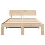 vidaXL Cadru de pat cu headboard Maro 140 x 190 cm Lemn masiv de pin vidaXL Cadru de pat cu headboard Maro 140 x 190 cm Lemn masiv de pin