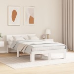 vidaXL Cadru de pat cu headboard Alb 135 x 190 cm Lemn masiv de pin vidaXL Cadru de pat cu headboard Alb 135 x 190 cm Lemn masiv de pin