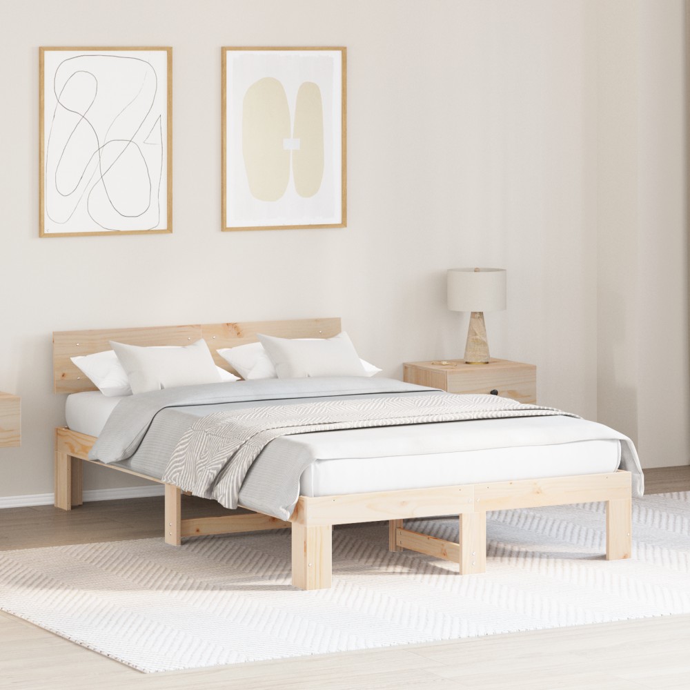 vidaXL Cadru de pat 120x190 cm din lemn masiv de pin