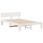 vidaXL Cadru de pat cu headboard Alb 120 x 190 cm Lemn masiv de pin
