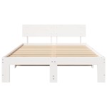 vidaXL Cadru de pat cu headboard Alb 120 x 190 cm Lemn masiv de pin