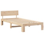 vidaXL Cadru de pat cu headboard Maro 100 x 200 cm Lemn masiv de pin vidaXL Cadru de pat cu headboard Maro 100 x 200 cm Lemn masiv de pin