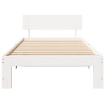 vidaXL Cadru de pat cu headboard Alb 100 x 200 cm Lemn masiv de pin
