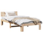 vidaXL Cadru de pat cu headboard natural 90 x 200 cm Lemn de pin masiv