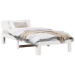vidaXL Cadru de pat cu headboard Alb 90 x 200 cm Lemn de pin masiv