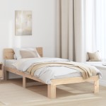 vidaXL Cadru de pat cu headboard natural 90 x 190 cm Lemn de pin masiv