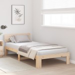 vidaXL Cadru de pat cu headboard natural 90 x 190 cm Lemn de pin masiv