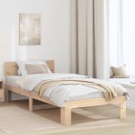vidaXL Cadru de pat cu headboard Maro 75 x 190 cm Lemn masiv de pin
