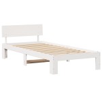 vidaXL Cadru de pat cu headboard Alb 75 x 190 cm Lemn masiv de pin vidaXL Cadru de pat cu headboard Alb 75 x 190 cm Lemn masiv de pin