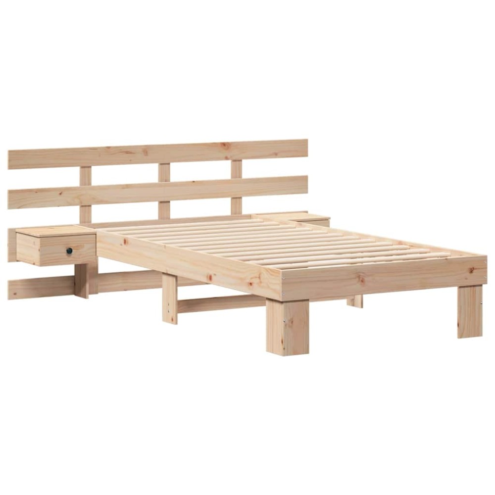 vidaXL Cadru de pat cu headboard Maro 100 x 200 cm Lemn masiv de pin
