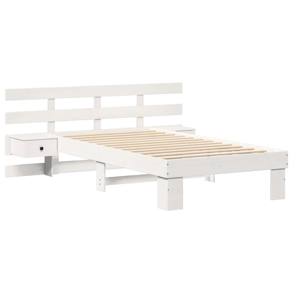 vidaXL Cadru de pat cu headboard Alb 100 x 200 cm Lemn masiv de pin