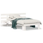 vidaXL Cadru de pat cu headboard Alb 100 x 200 cm Lemn masiv de pin