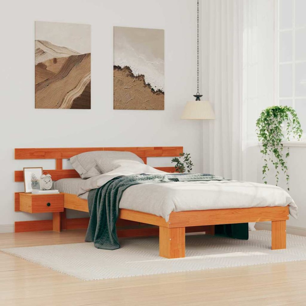 vidaXL Cadru de pat Maro ceruit 100 x 200 cm Lemn masiv de pin