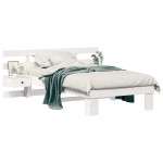 vidaXL Cadru de pat cu headboard Alb 90 x 200 cm Lemn de pin masiv