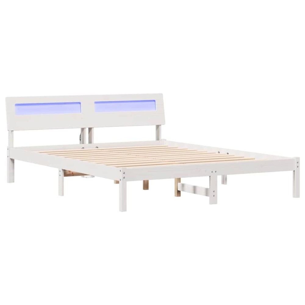 vidaXL Cadru de pat Alb 160 x 200 cm Lemn de brad solid