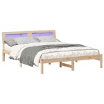 vidaXL Cadru de pat cu headboard Maro 150 x 200 cm Lemn masiv de pin vidaXL Cadru de pat cu headboard Maro 150 x 200 cm Lemn masiv de pin