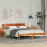 vidaXL Cadru de pat Maro ceruit 140 x 200 cm Lemn masiv de pin vidaXL Cadru de pat Maro ceruit 140 x 200 cm Lemn masiv de pin