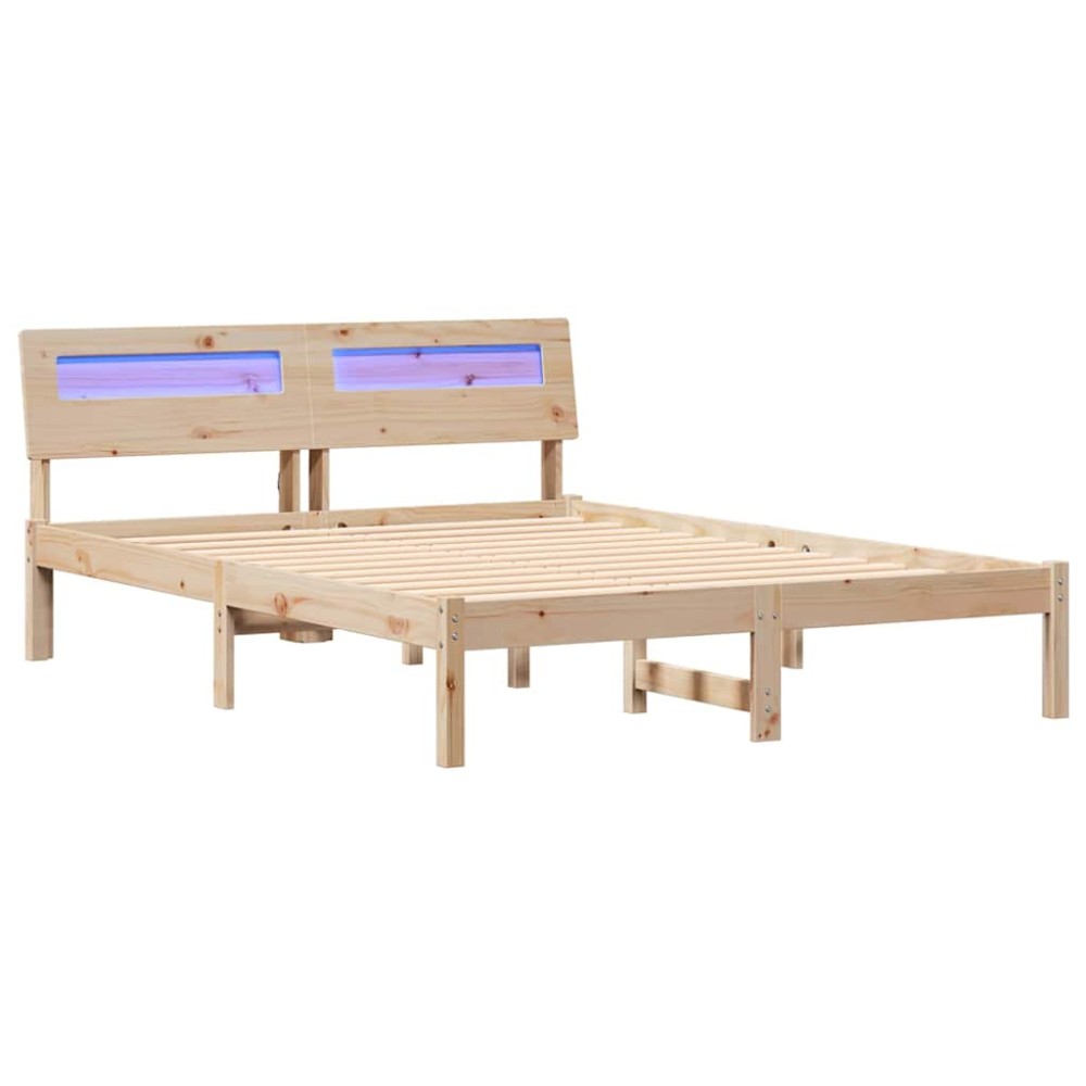 vidaXL Cadru de pat cu headboard Maro 140 x 190 cm Lemn masiv de pin
