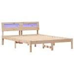 vidaXL Cadru de pat cu headboard Maro 140 x 190 cm Lemn masiv de pin vidaXL Cadru de pat cu headboard Maro 140 x 190 cm Lemn masiv de pin